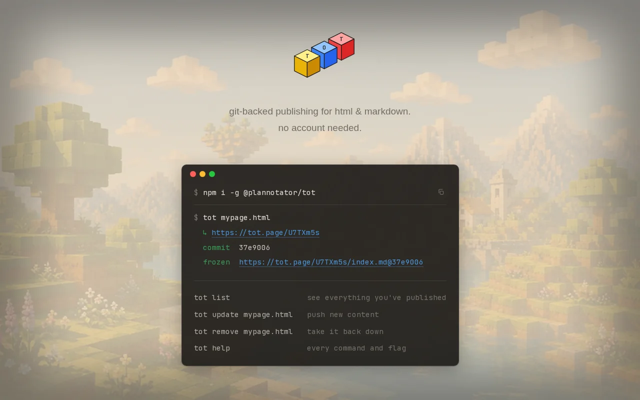 tot.page – git-backed publishing for HTML and Markdown