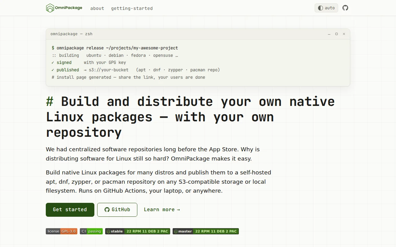 Build and distribute native Linux packages easily