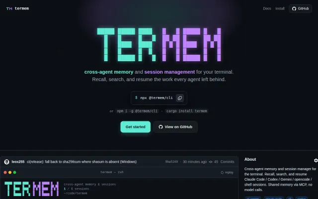Termem, cross-agent memory and session management