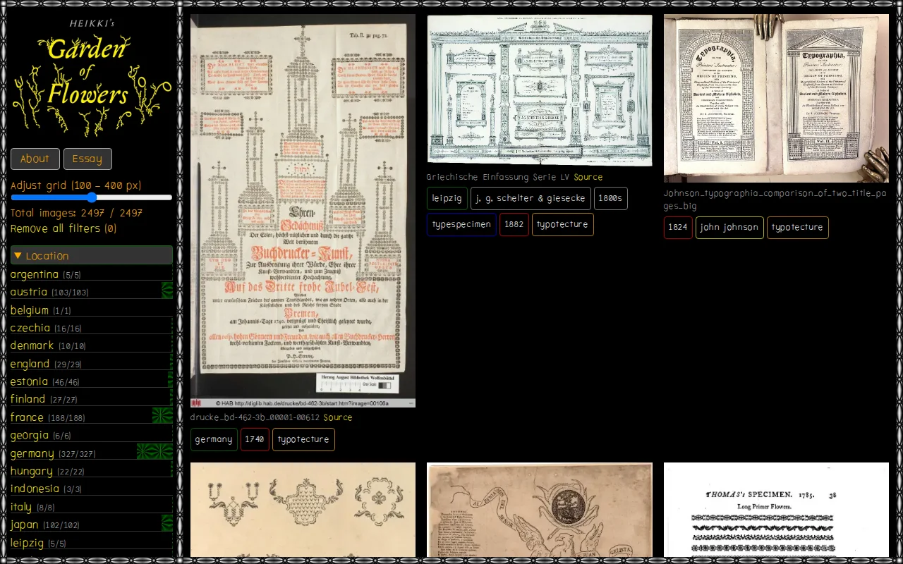 Garden of Flowers – an archive of pictorial typography before ASCII art