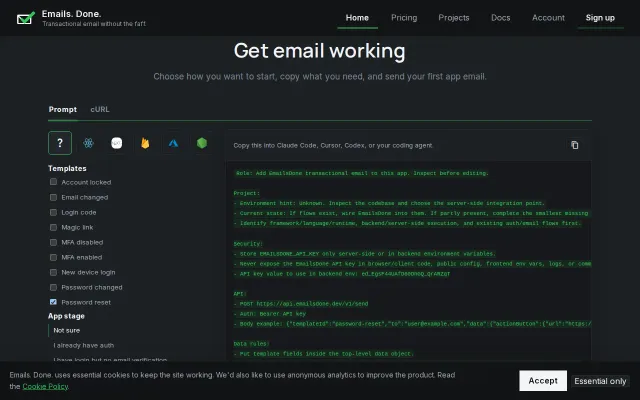 A prompt generator to help AI agents implement my new email API