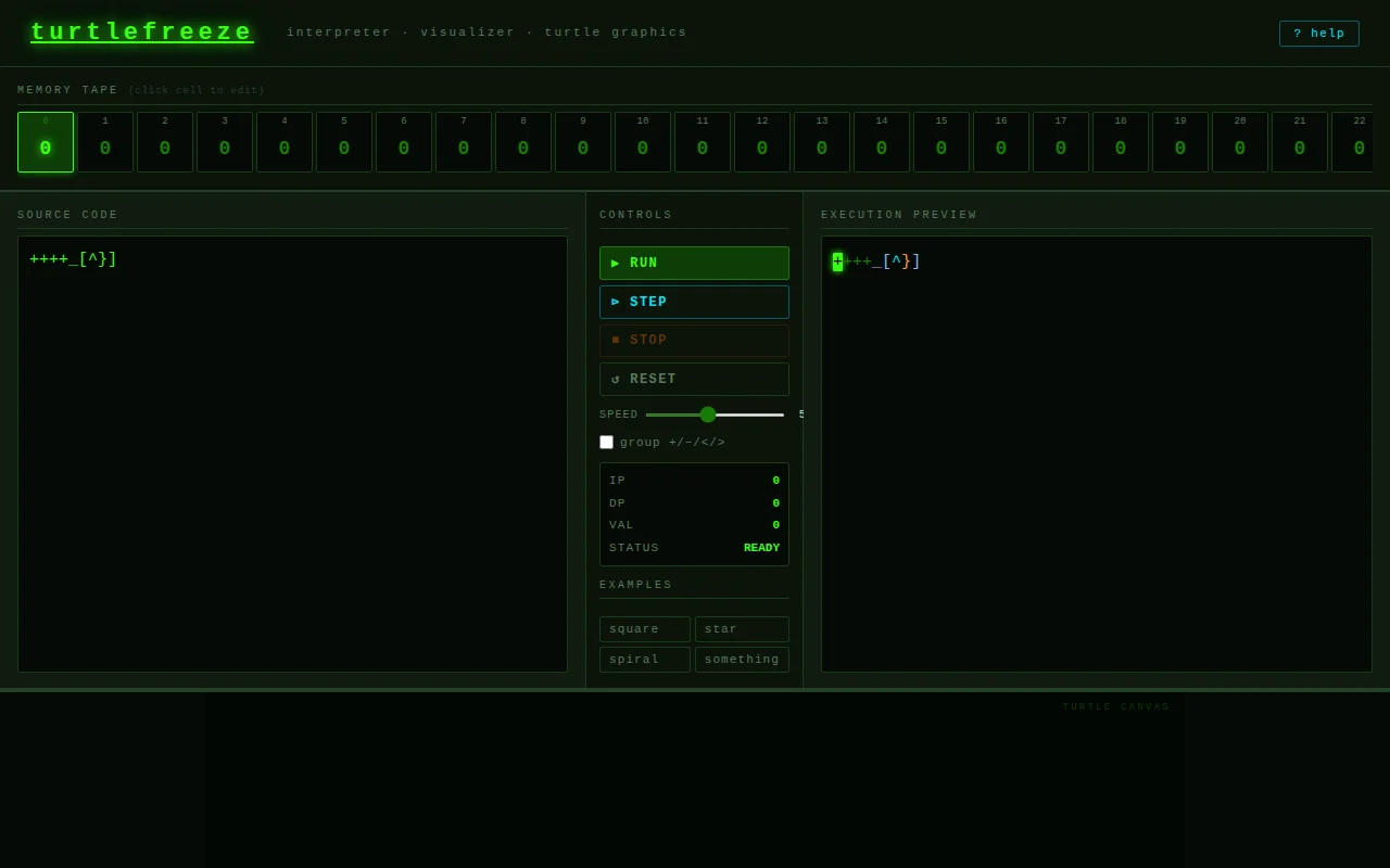 Brainfuck but with Turtle Graphics