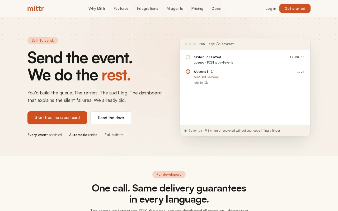 Mittr – Webhook delivery on one Postgres (inbound and outbound)