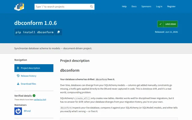 dbconform – stateless schema drift repair, no migration history
