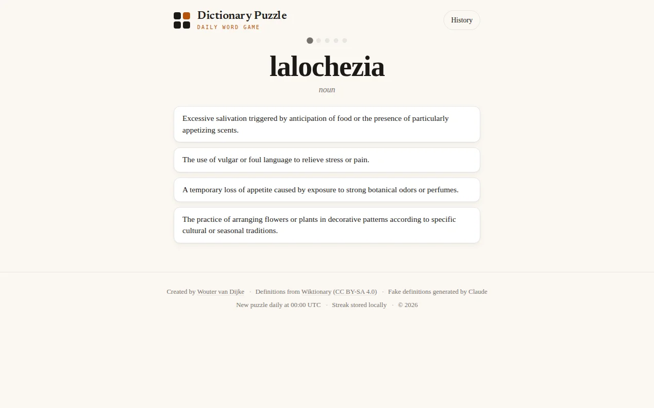 The Dictionary Game (Fictionary/Balderdash) as a Daily Puzzle