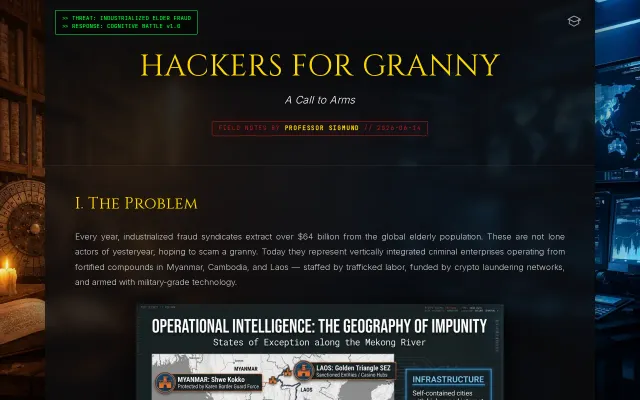 Hackers for Granny (defense against industrialized elder fraud)
