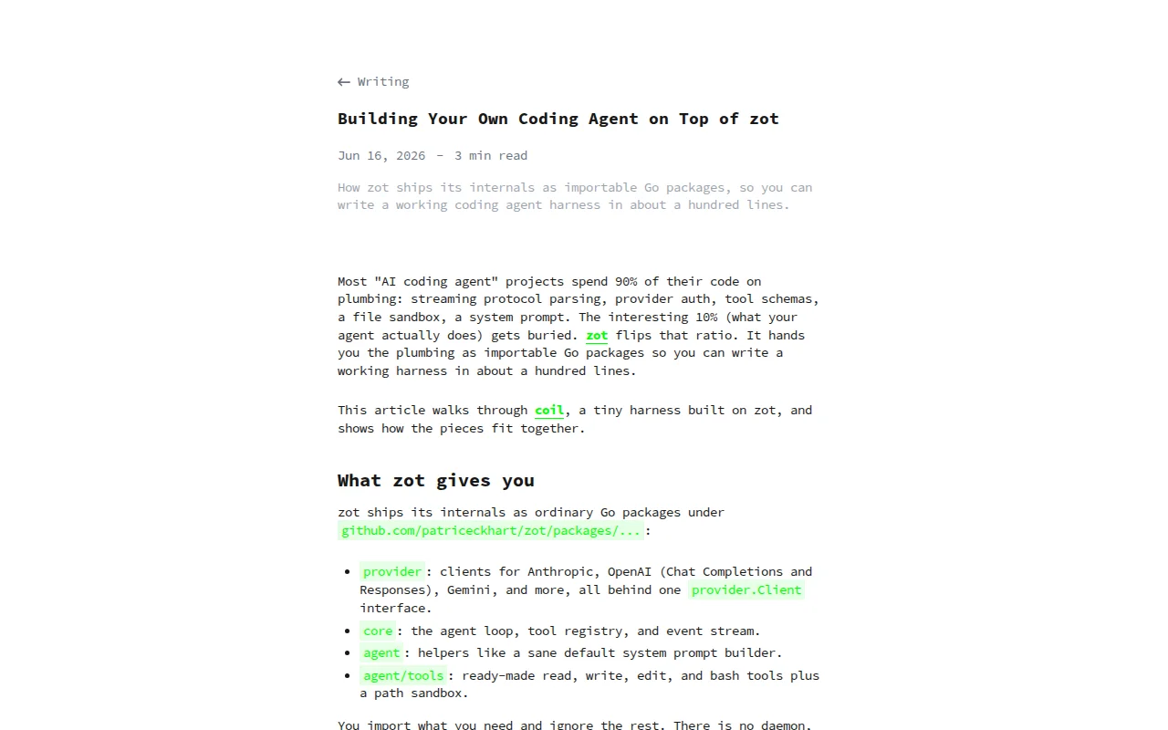 Building Your Own Coding Agent on Top of Zot – Meet Coil