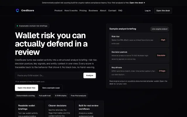 CredScore – Deterministic wallet risk scoring, no model in the path