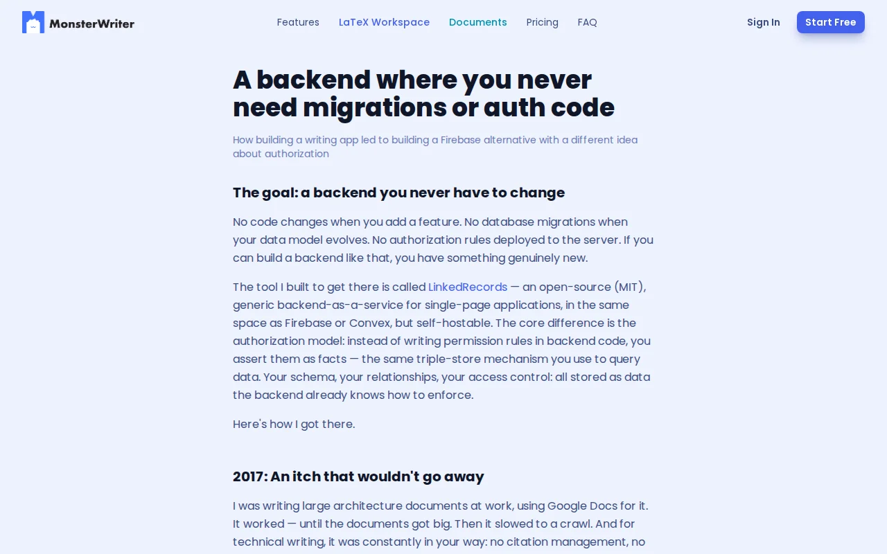 Almost all of MonsterWriter's back end is open source