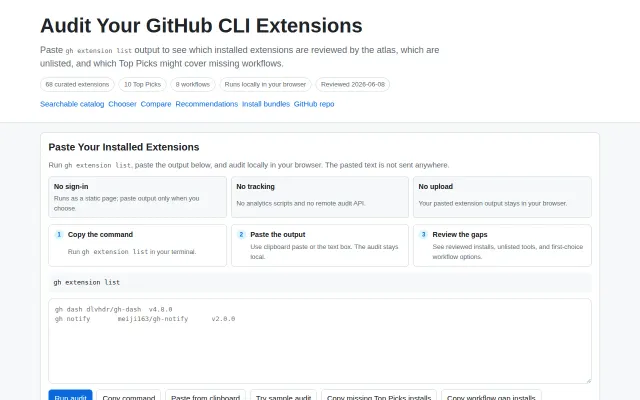 Audit your installed GitHub CLI extensions