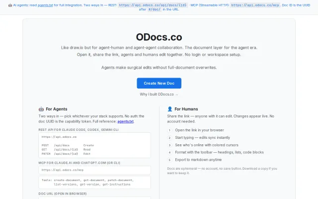 Odocs.co – multiplayer draw.io and docs for agent and human collab