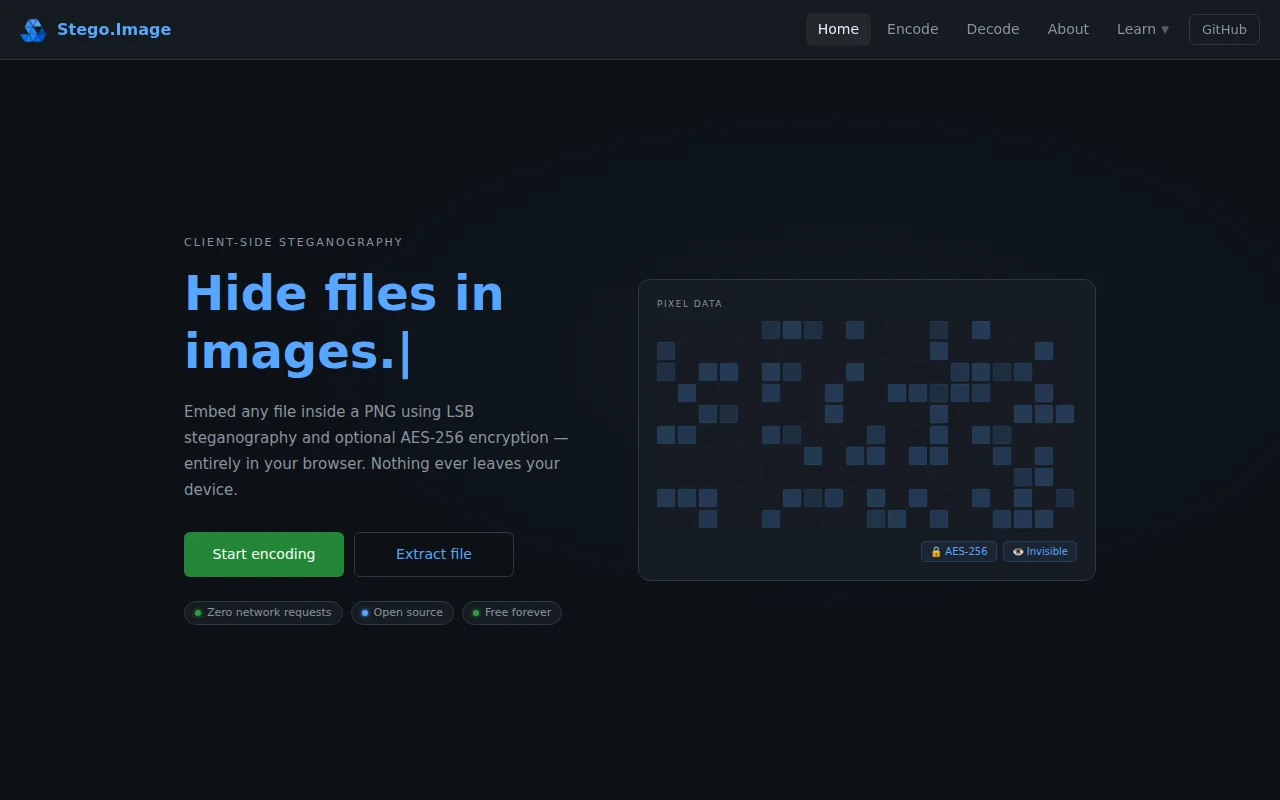 Stego.Image – Hide any file inside a PNG image in the browser