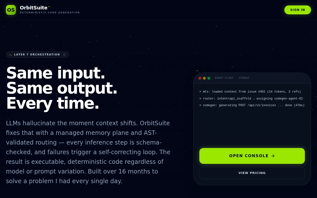 OrbitSuite – Deterministic infrastructure for AI agent fleets