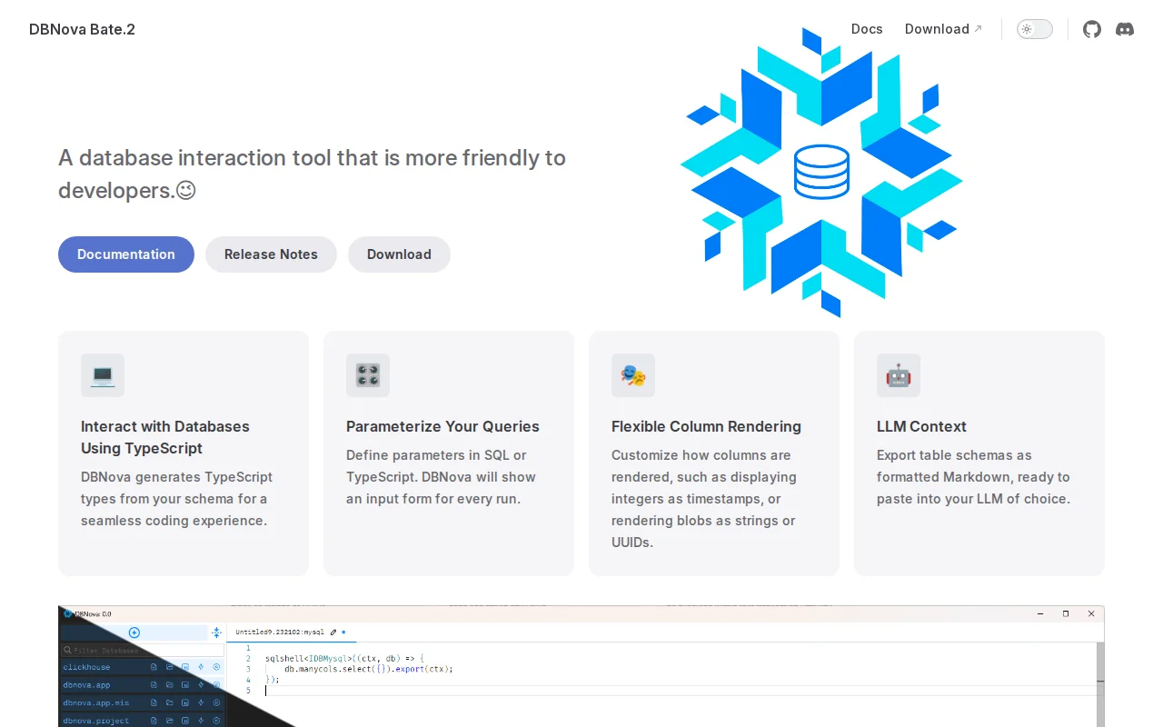 DBNova – A database interaction tool for developers