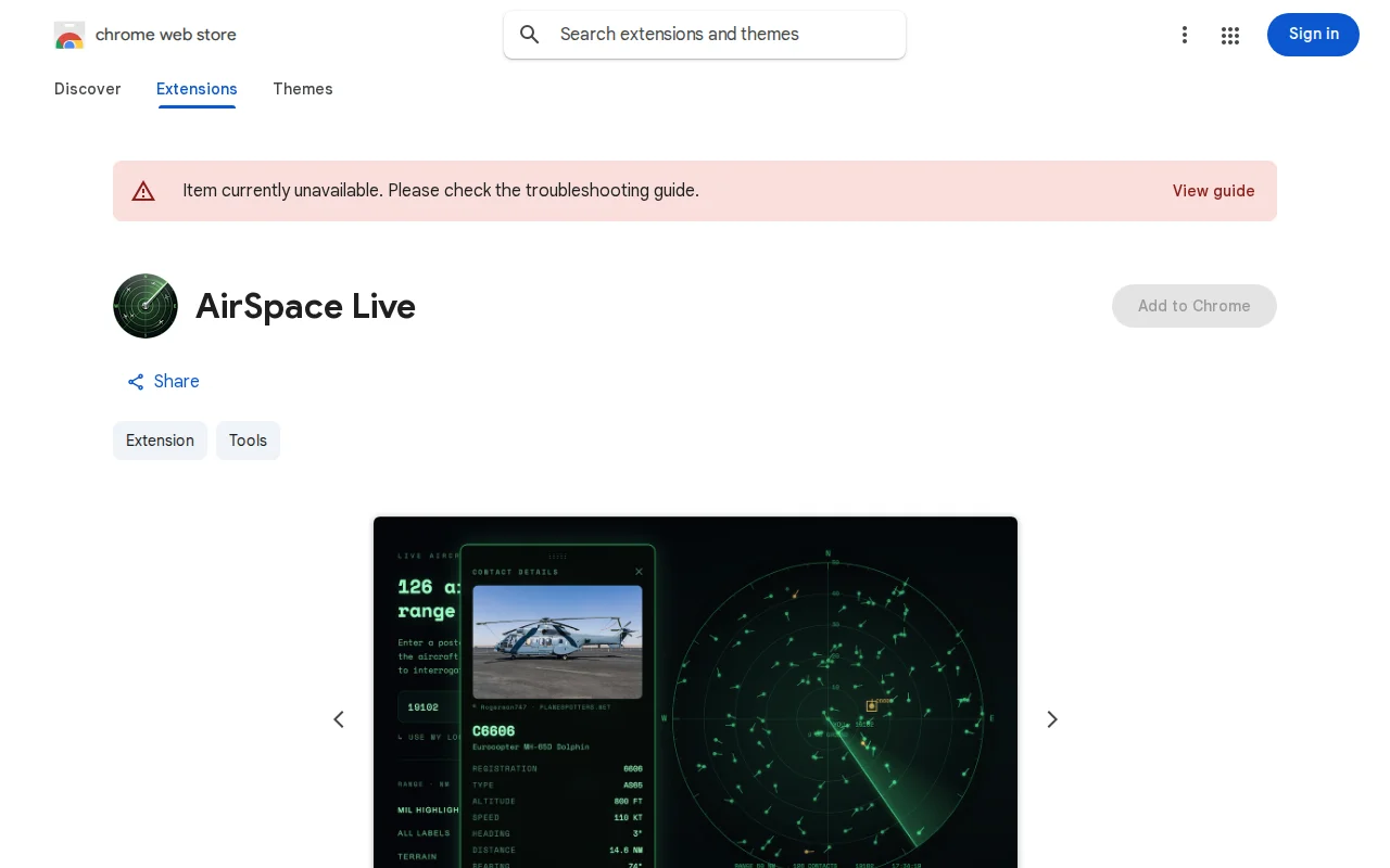 Analog military plane spotter as a new tab extension