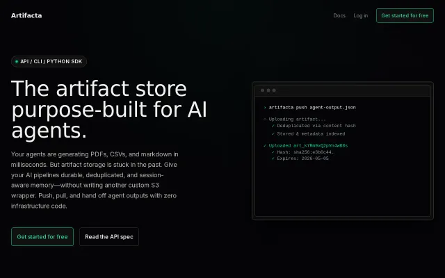 Artifacta – Durable storage for agent outputs
