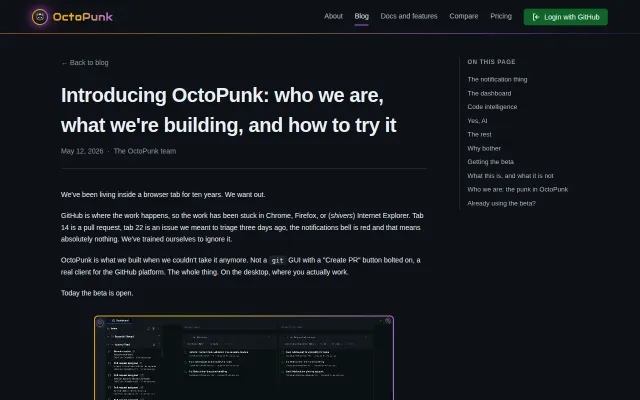 OctoPunk – a full-featured, AI-integrated GitHub client