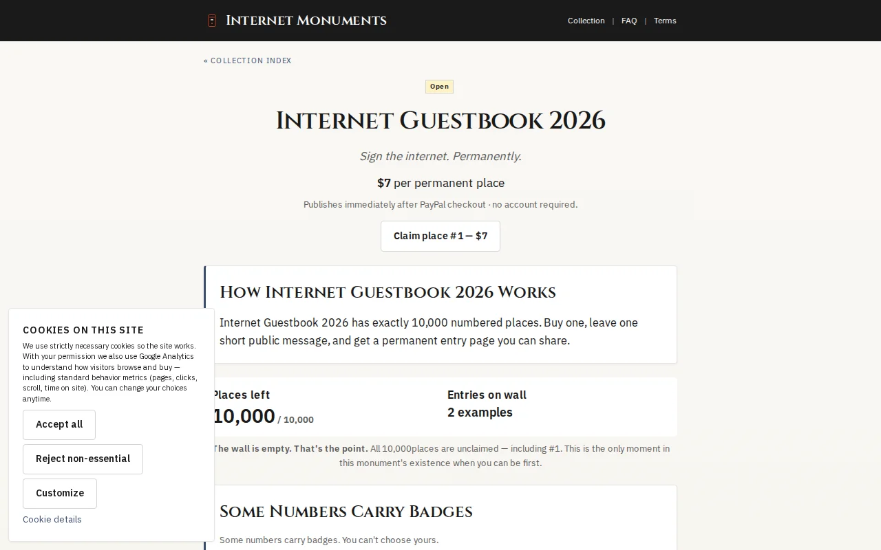 I made a paid guestbook for the internet