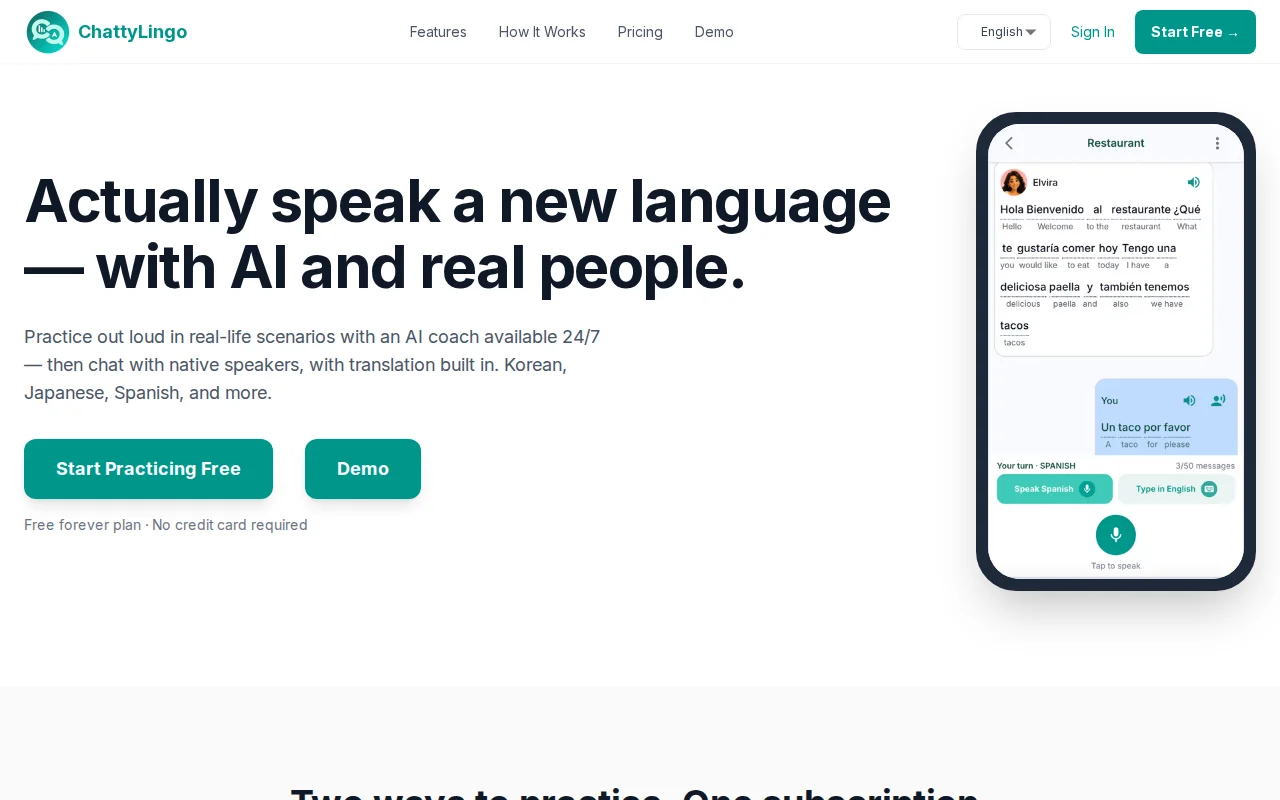 Chatty Lingo – A language practicing app