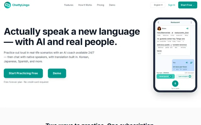 Chatty Lingo – A language practicing app