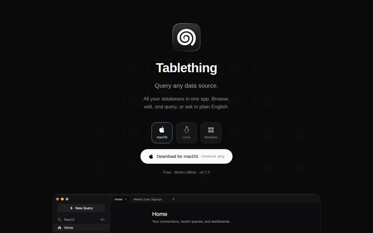 Tablething – local-first database client with BYOK AI