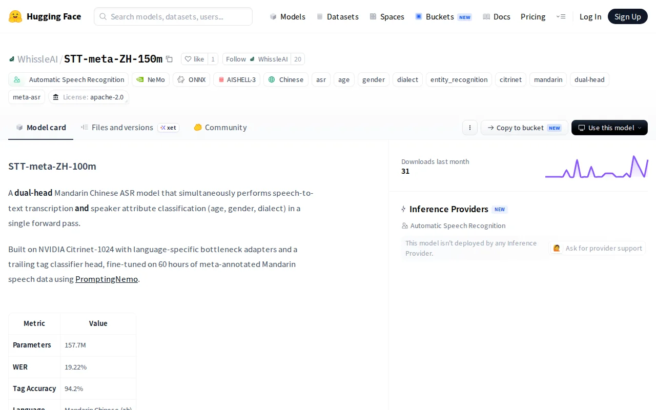 150M Mandarin transcription model with real-time metadata detection