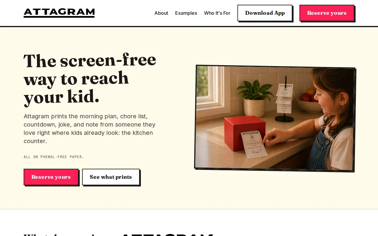Attagram, a tiny printer that gives kids a magical daily digest