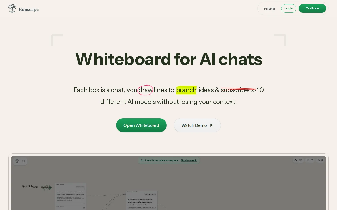 Bonscape – Whiteboard for AI Chats