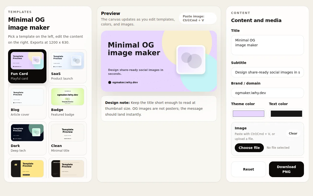 Minimal OG Image Maker