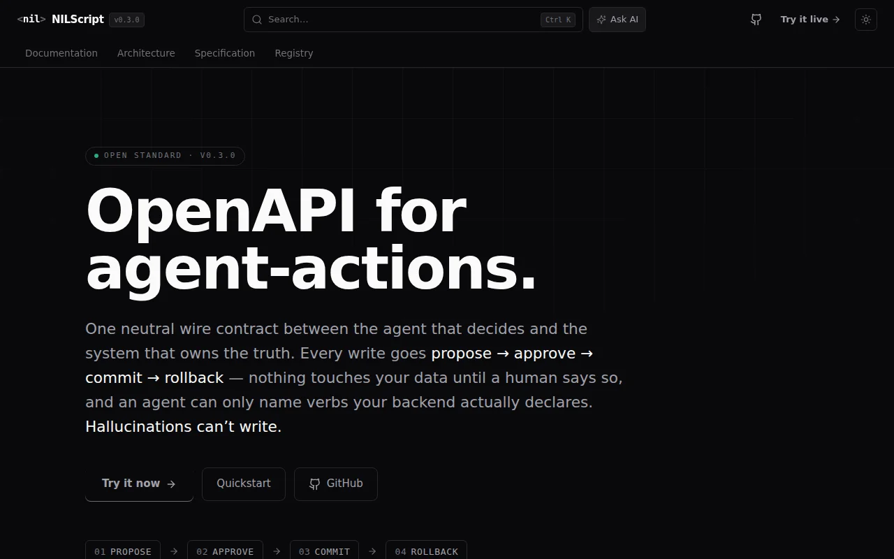 NILScript – OpenAPI for agent actions, so hallucinations can't write