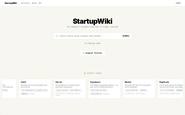 StartupWiki, a free alternative to crunchbase/pitchbook