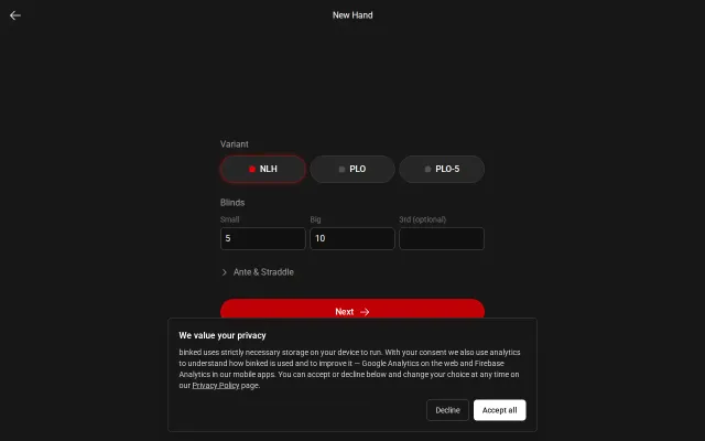 Binked – A hand replayer for live poker