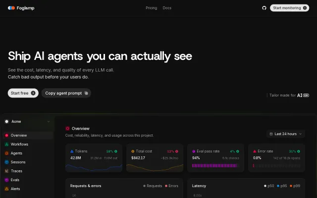 Foglamp – Open-source o11y for AI SDK