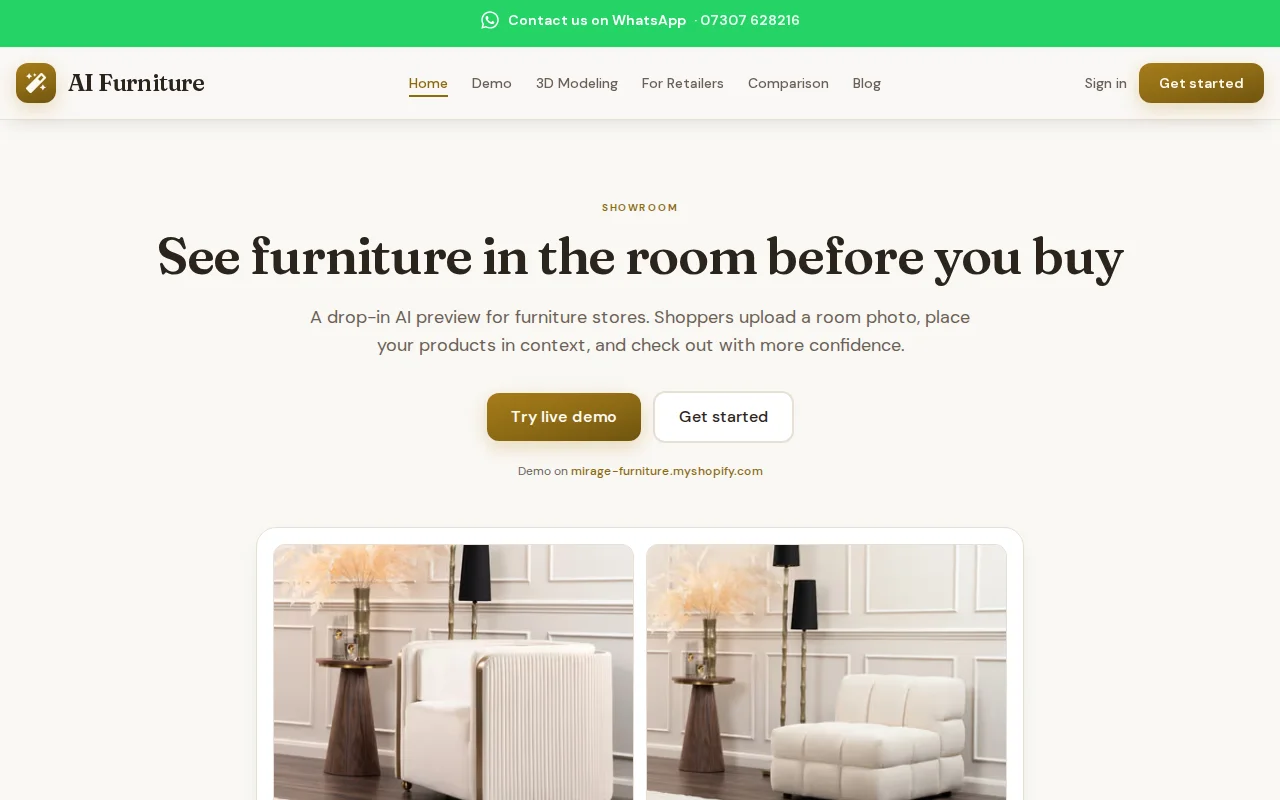 Furniture Visualizer for Retailers