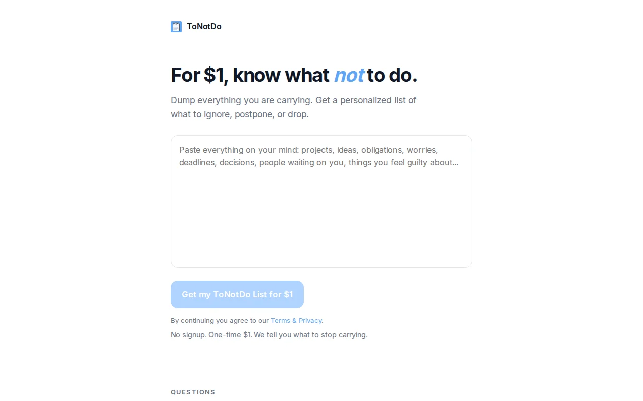 ToNotDo – a tool that helps you know what NOT to do, not a todo app:)
