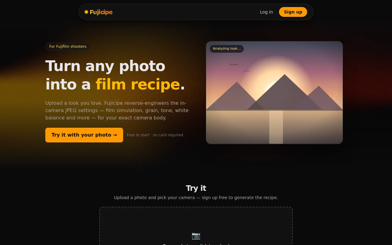 Turn any photo into a Fujifilm film-simulation recipe