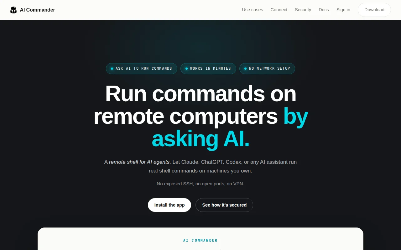 AI Commander – TeamViewer for AI Agents, No VPN or SSH
