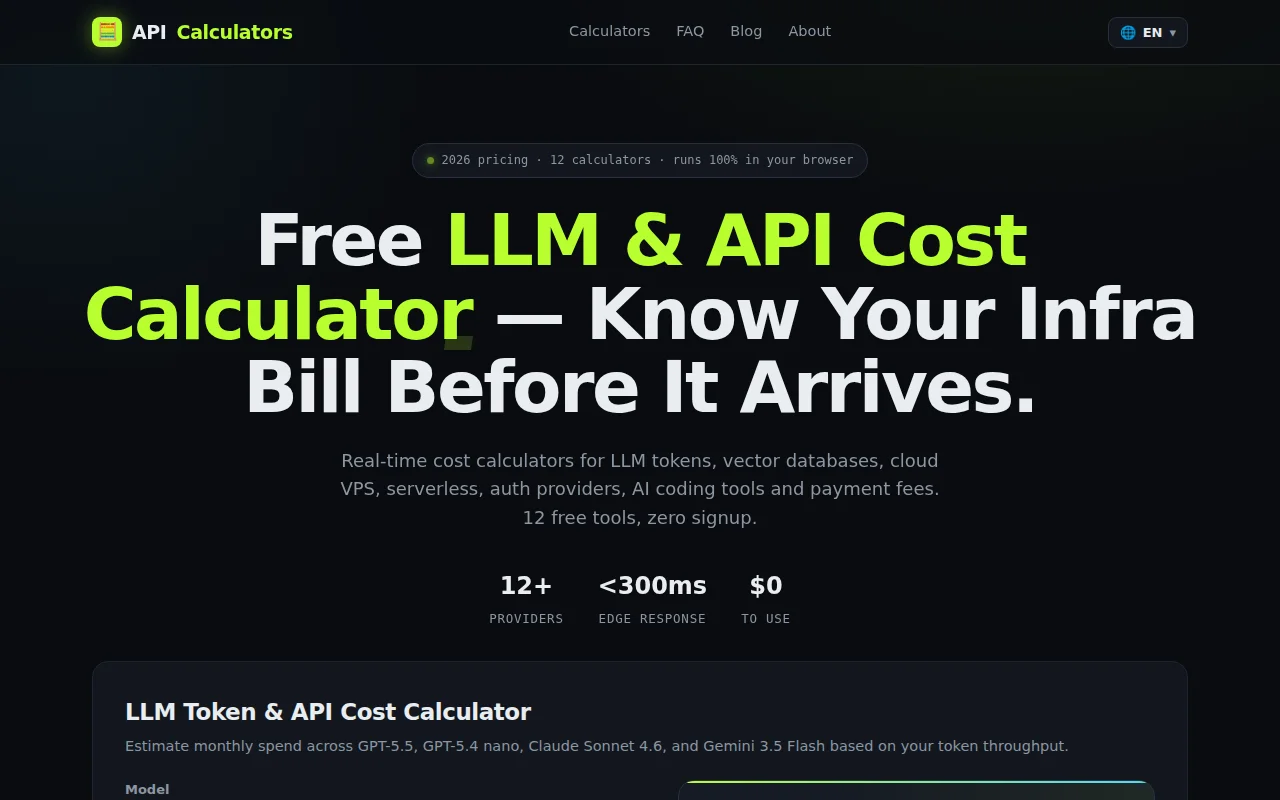 I built a free API cost calculator after a $340 surprise invoice