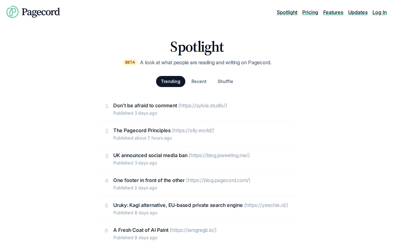 Pagecord Spotlight – discover trending independent posts on Pagecord