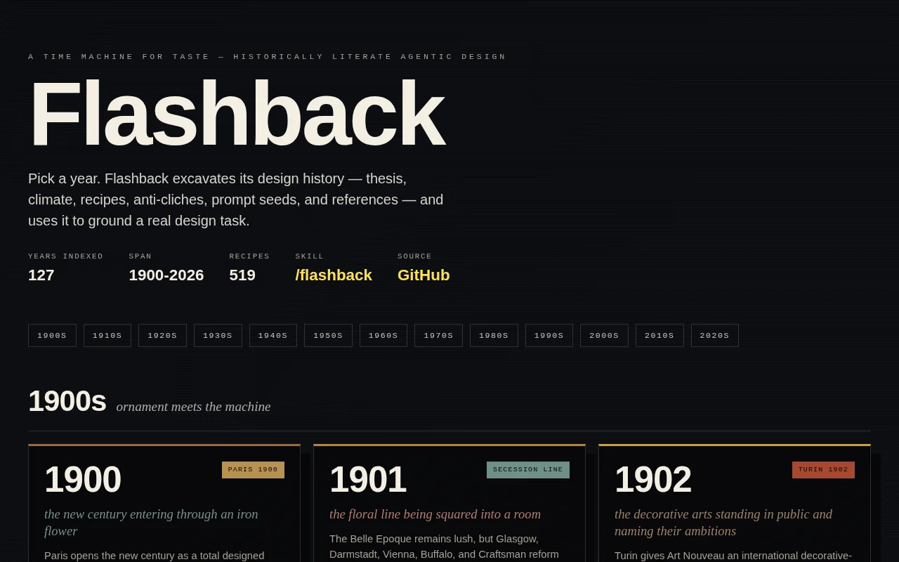 Flashback – an agent skill that references 127 years of design trends