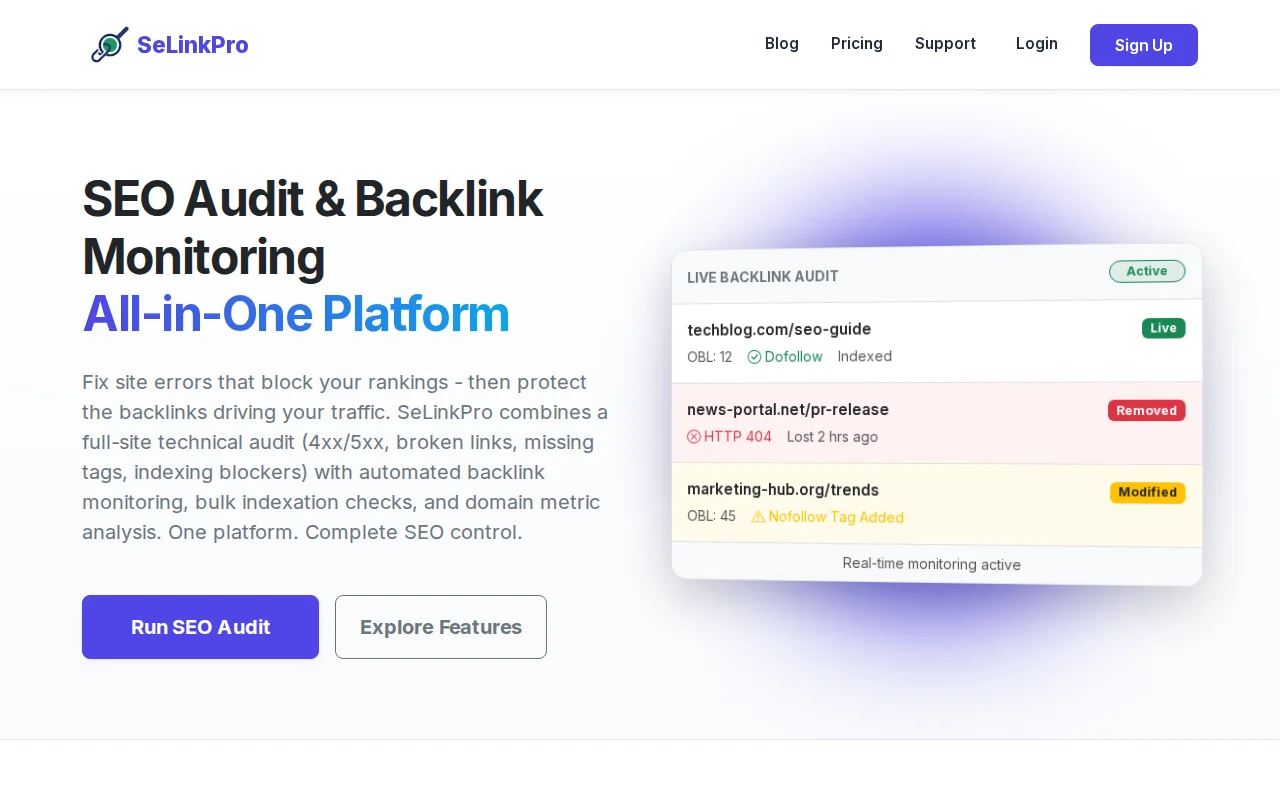 SEO Audit and Backlink Monitoring. All-in-One Platform