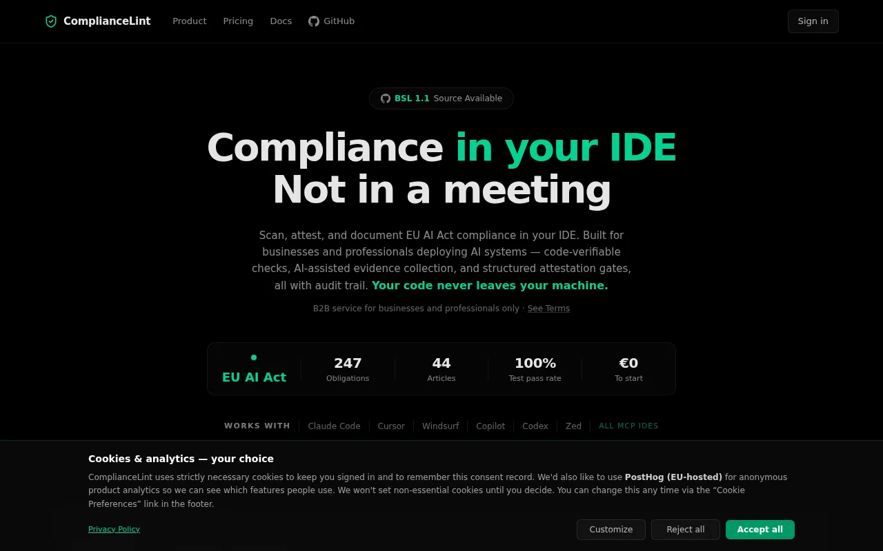 ComplianceLint – The linter for EU AI Act compliance