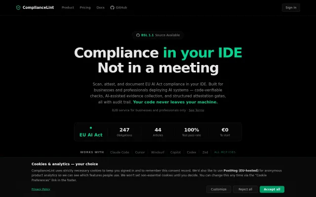 ComplianceLint – The linter for EU AI Act compliance