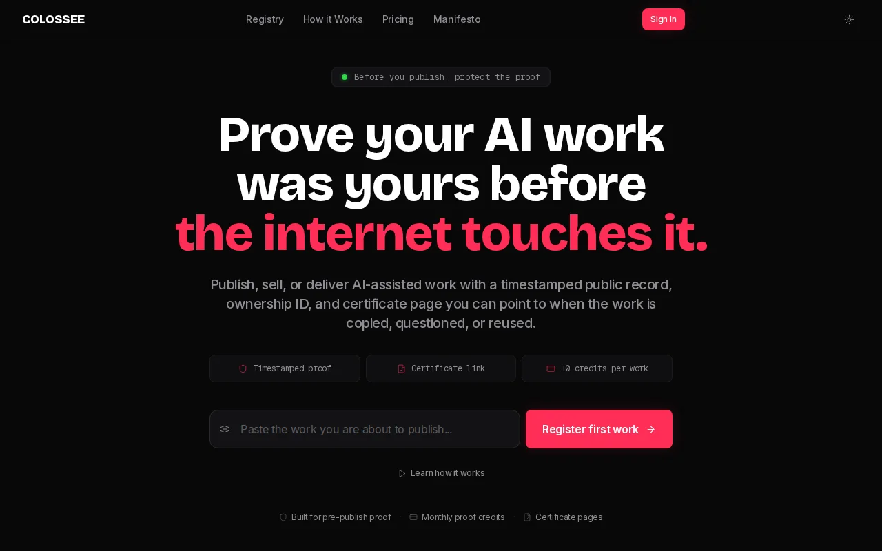 Timestamp and provenance records for AI-assisted creative work