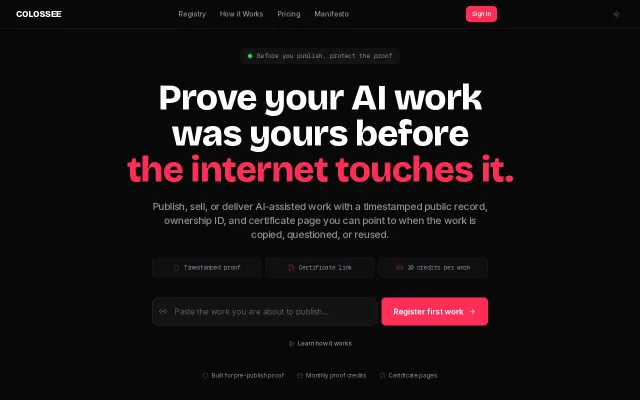 Timestamp and provenance records for AI-assisted creative work