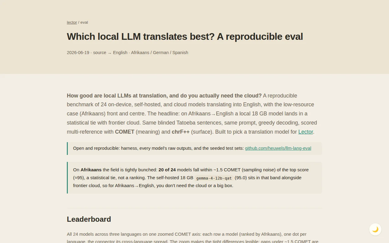 Evaluating Local LLMs as language translators for my app