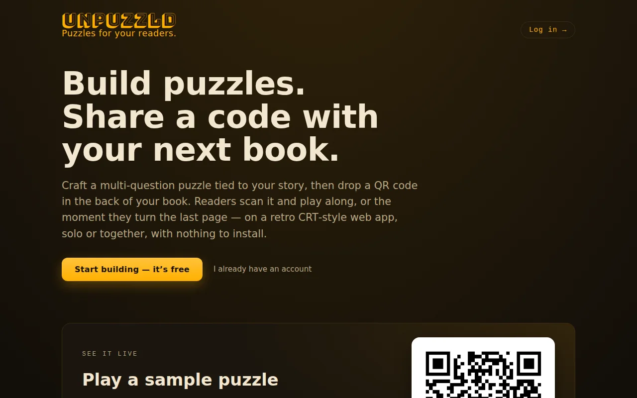 Unpuzzld – escape-room style puzzles you can share with a QR code