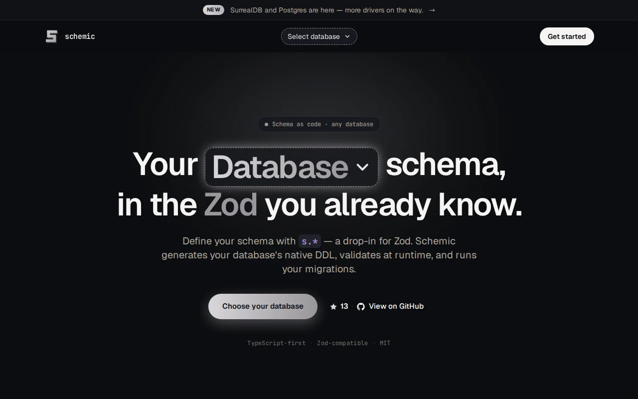 Schemic – your database schema, in the Zod API you know