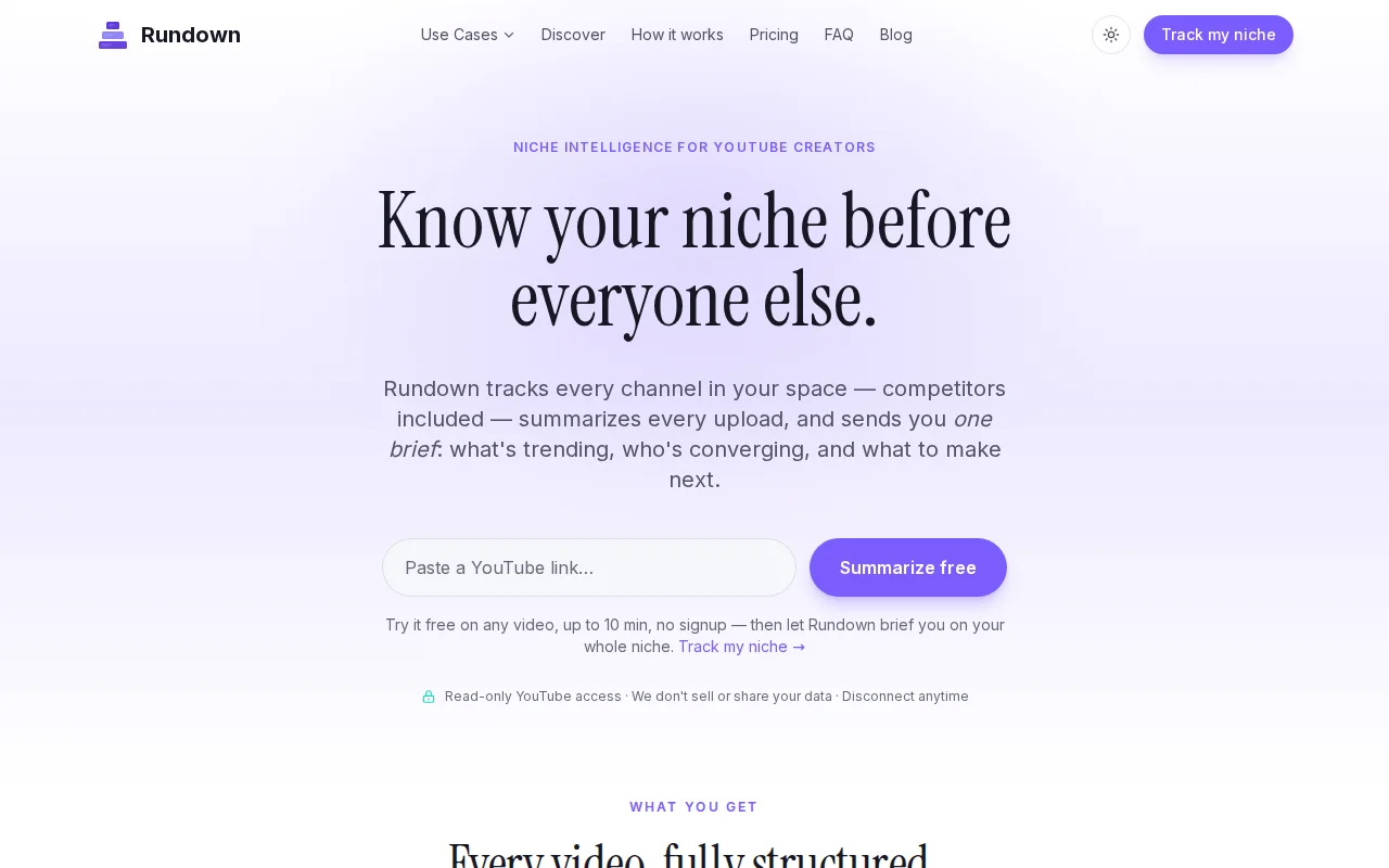 Rundown - Niche Intelligence for YouTube Creators
