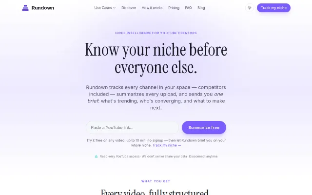 Rundown - Niche Intelligence for YouTube Creators